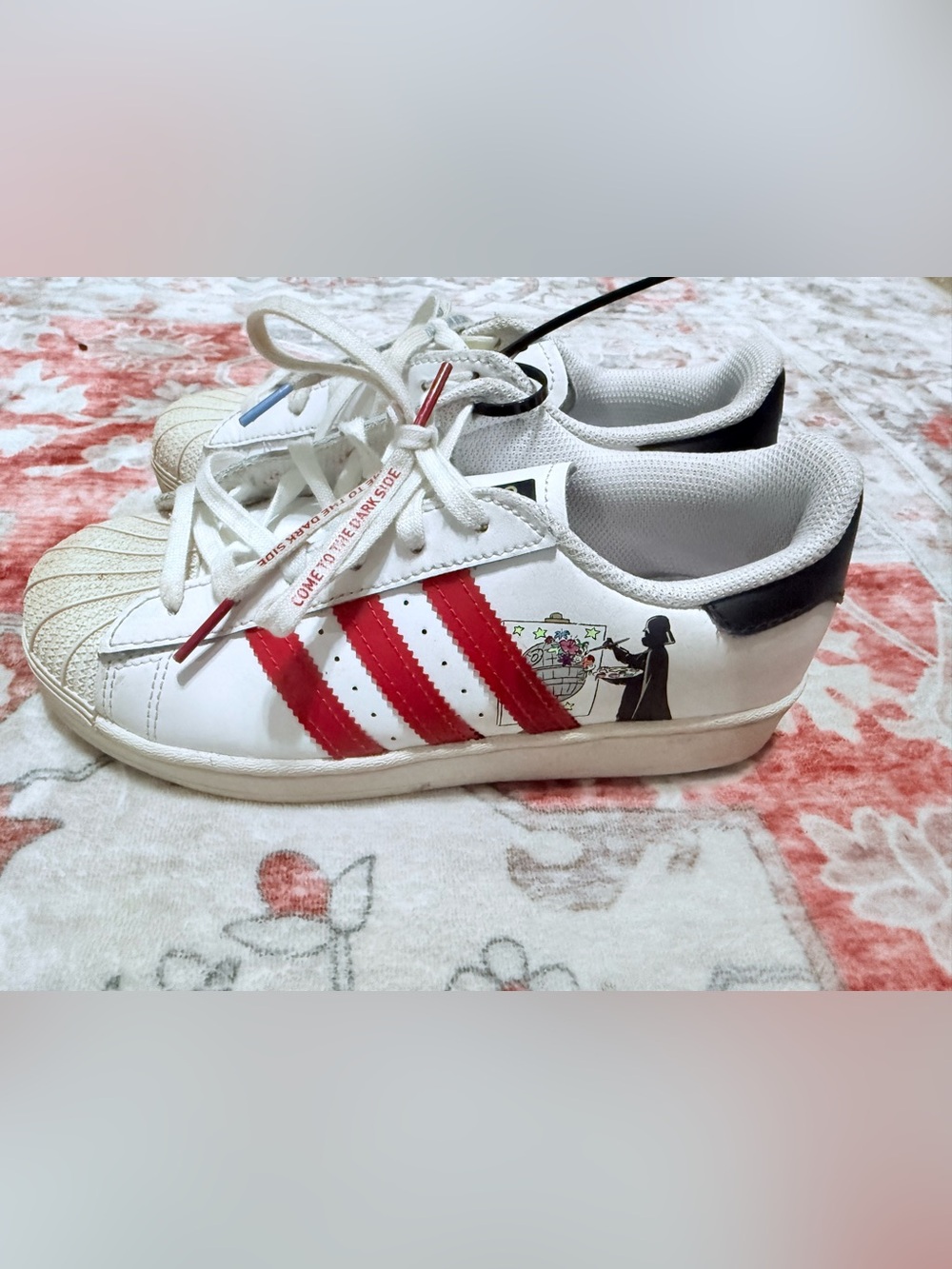 adidas White Kids Sneakers with  superstar Star Wars US 2.5